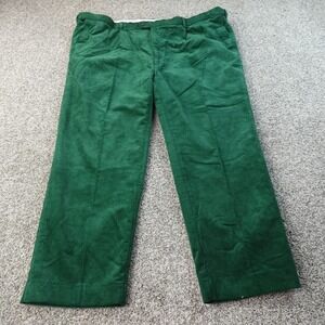 Peter Christian Pants Mens 52X29 Green Chino Trouser Corduroy Pleated Straight